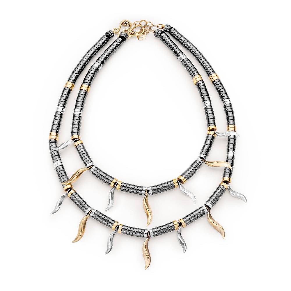 Paola Grande Gioielli FLAME Collana girocollo con rondelle in ematite Italia