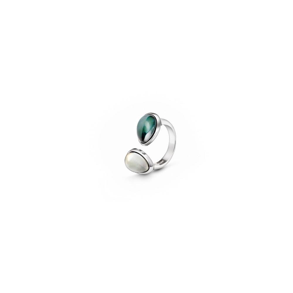 Paola Grande Gioielli AURUM Anello Goccia verde|bianco 2 elementi In Saldo