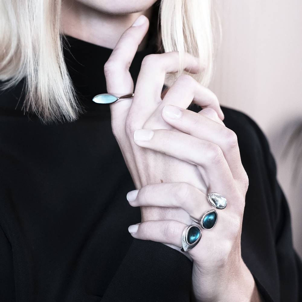 Paola Grande Gioielli AURUM Anello Goccia verde|bianco 2 elementi In Saldo