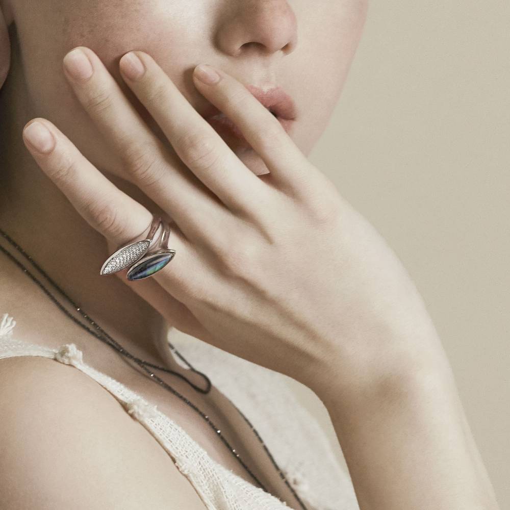 Paola Grande Gioielli AURUM Anello Navetta Blu Moda