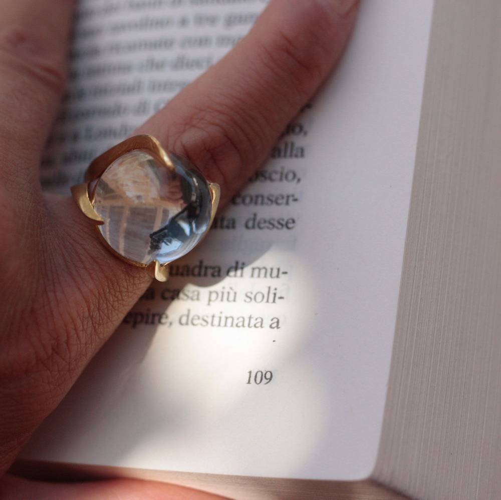 Paola Grande Gioielli SOLIS Anello 'Solis' in bronzo con cristallo di rocca Affare Del Giorno