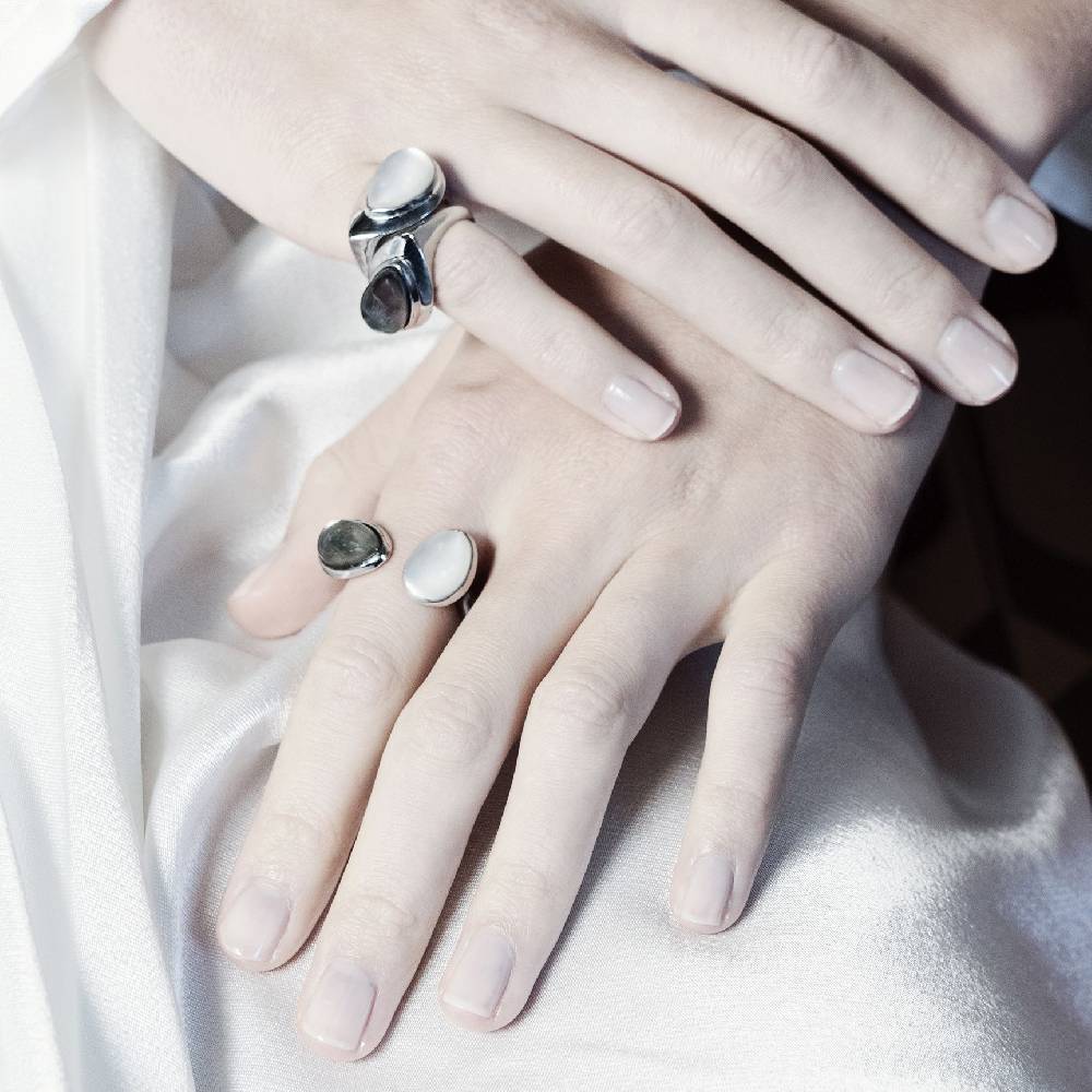 Paola Grande Gioielli AURUM Anello goccia bianco|grigio 2 elementi Saldi Di Fabbrica