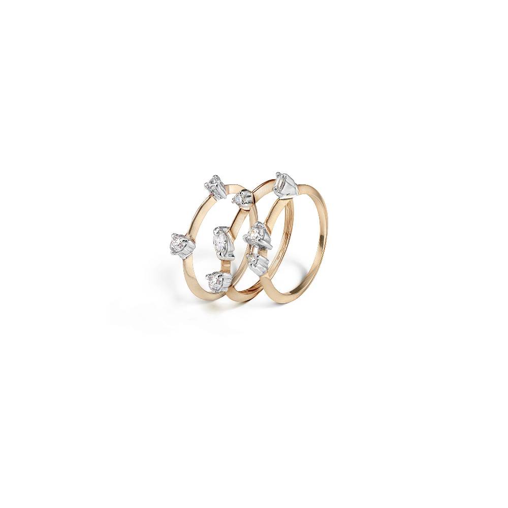 Paola Grande Gioielli BALANCE Set di 3 anelli 'Balance' in oro rosa e diamanti Negozio