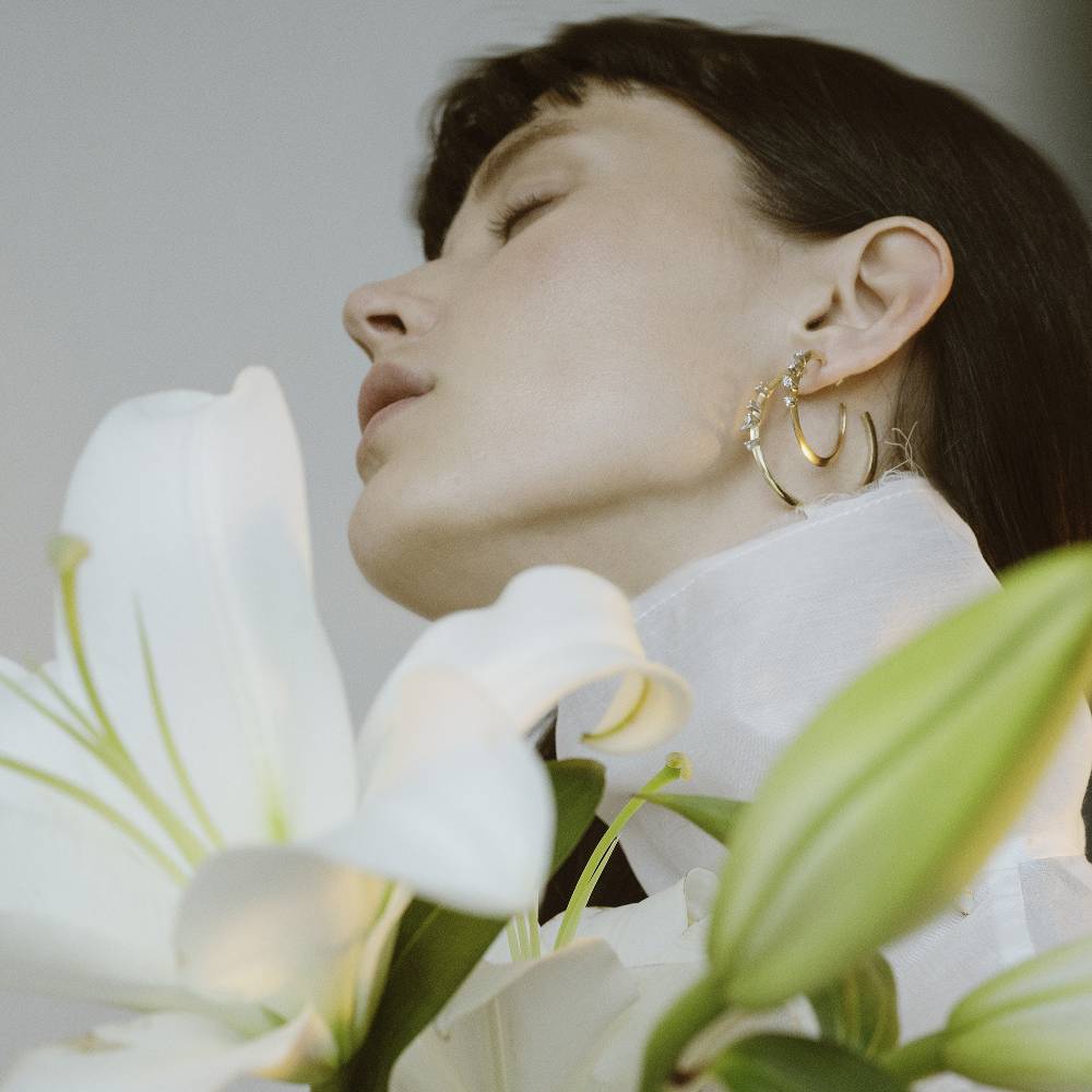 Paola Grande Gioielli BALANCE Cerchi medi 'Balance' in oro giallo e diamanti Outlet