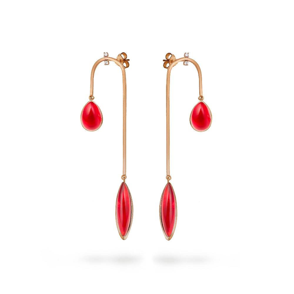 Paola Grande Gioielli AURUM Orecchini Amo curvo lungo - red In Linea