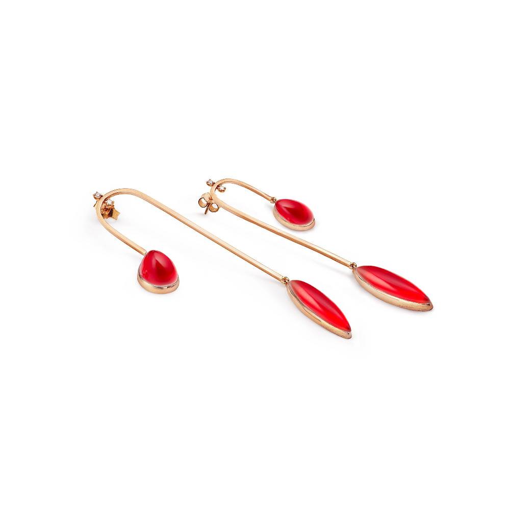 Paola Grande Gioielli AURUM Orecchini Amo curvo lungo - red In Linea