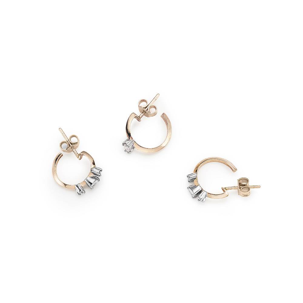 Paola Grande Gioielli BALANCE Set di 3 orecchini 'Balance' oro rosa con diamanti In Vendita