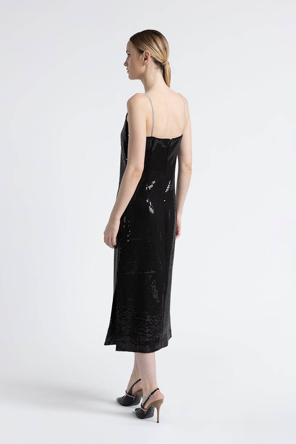 Peserico Abito midi in twill di viscosa con paillettes Italia