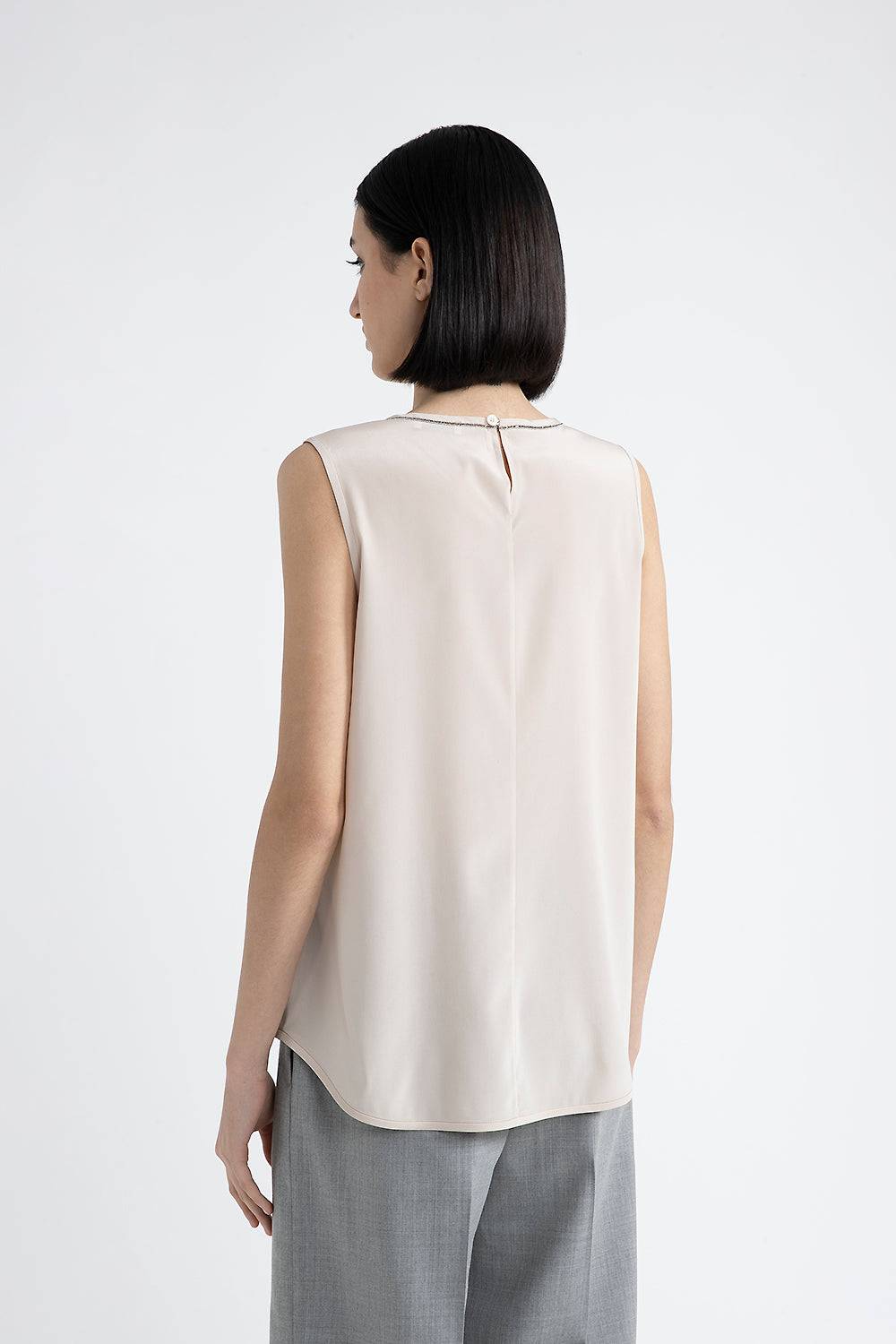 Peserico Top in crepe de chine di seta stretch con Punto Luce Sconto