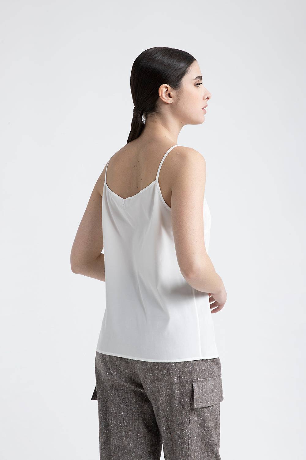 Peserico Top con spalline in crepe de chine in seta stretch Economico
