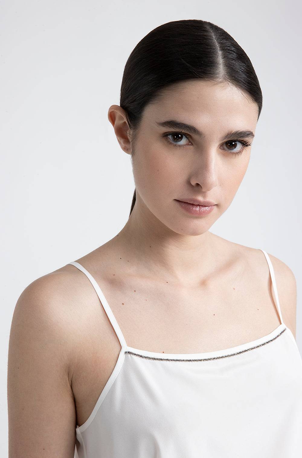 Peserico Top con spalline in crepe de chine in seta stretch Economico