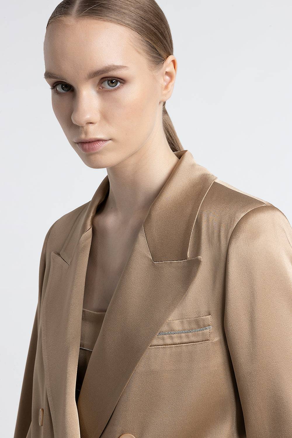 Peserico Blazer doppiopetto in cady enver satin Vendita Economica