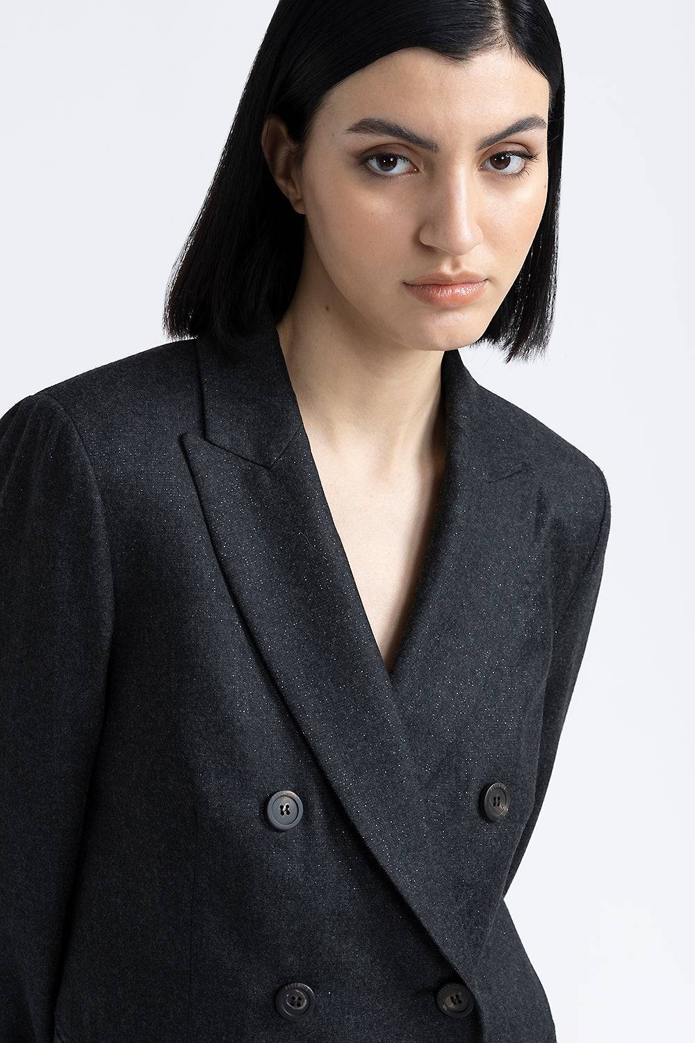 Peserico Blazer doppiopetto in flanella di lana lurex Saldi Di Fabbrica