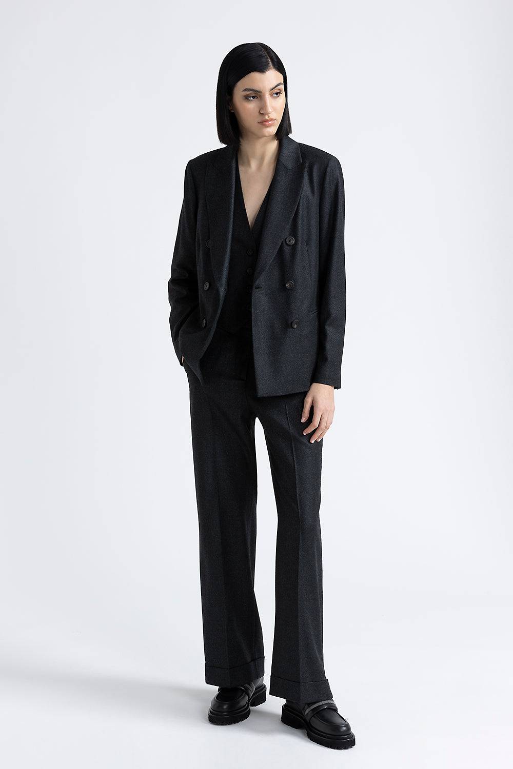Peserico Blazer doppiopetto in flanella di lana lurex Saldi Di Fabbrica