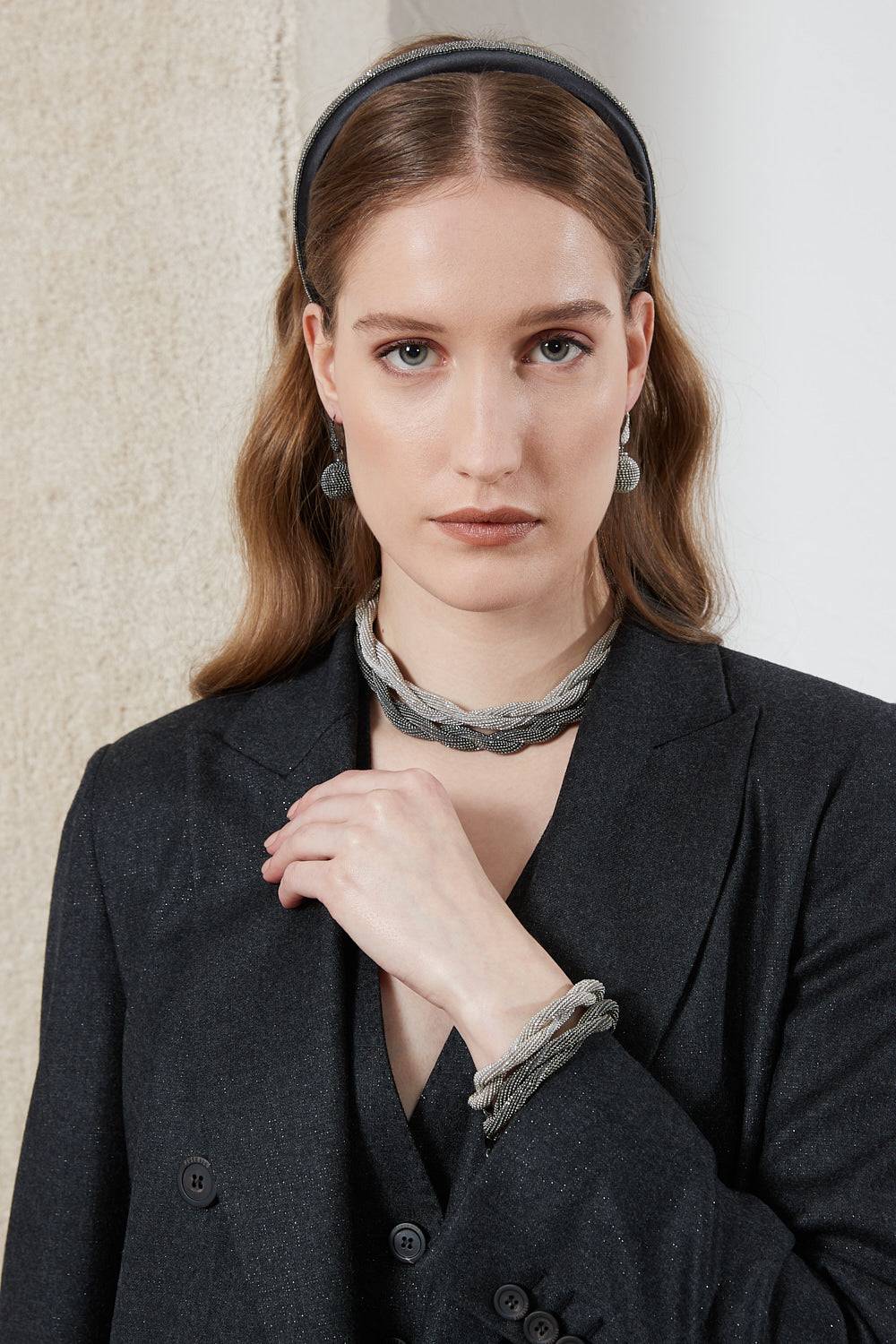 Peserico Blazer doppiopetto in flanella di lana lurex Saldi Di Fabbrica
