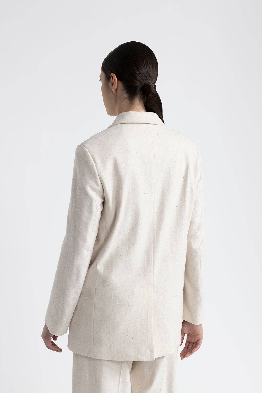 Peserico Blazer doppiopetto in flanella gessata di lana e viscosa Moda