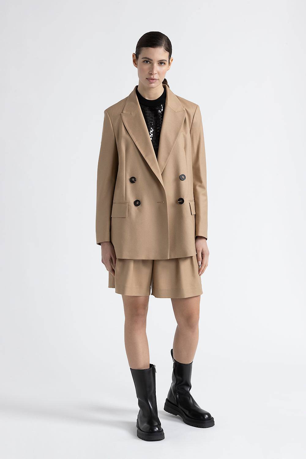 Peserico Blazer doppiopetto over in lana 2025