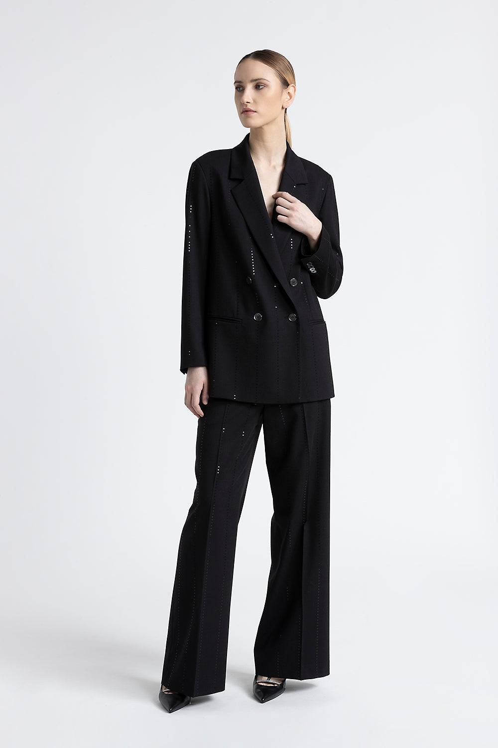 Peserico Blazer doppiopetto in lana tecnica con micropaillettes Italia