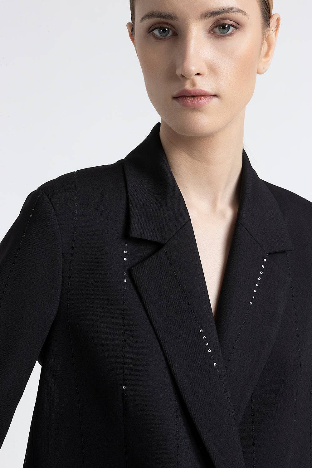 Peserico Blazer doppiopetto in lana tecnica con micropaillettes Italia