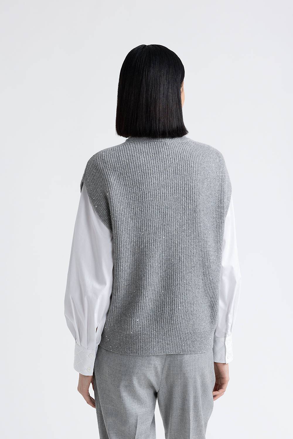 Peserico Cappa senza maniche in lana e cashmere con lurex e paillettes Spedizione Gratuita