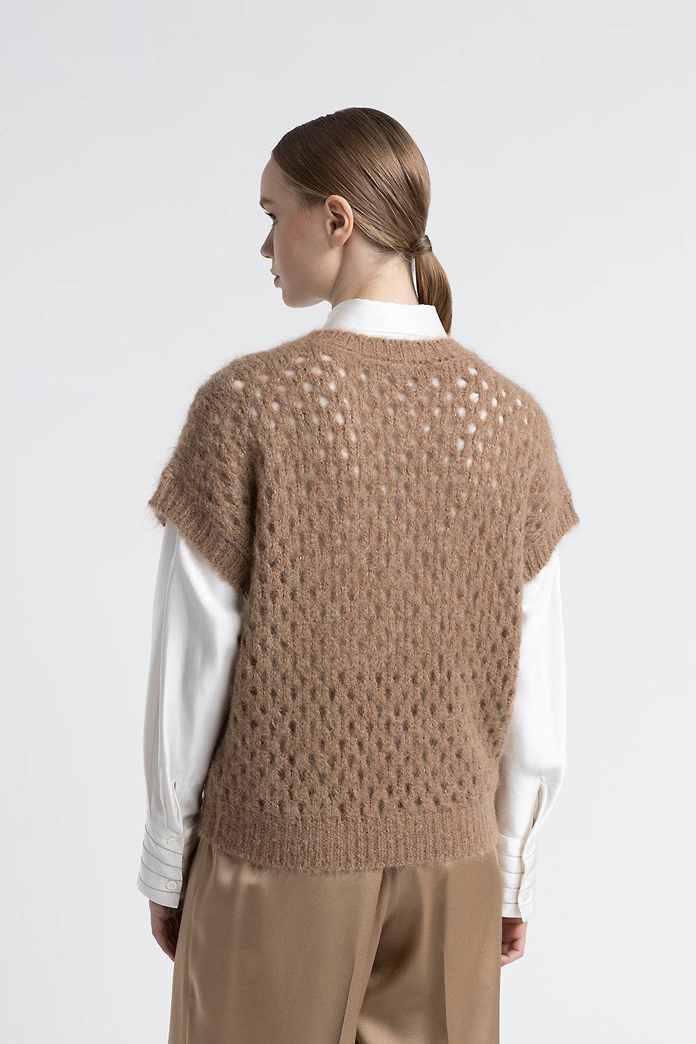 Peserico Gilet scollo a V in alpaca, mohair e lurex Acquista Ora