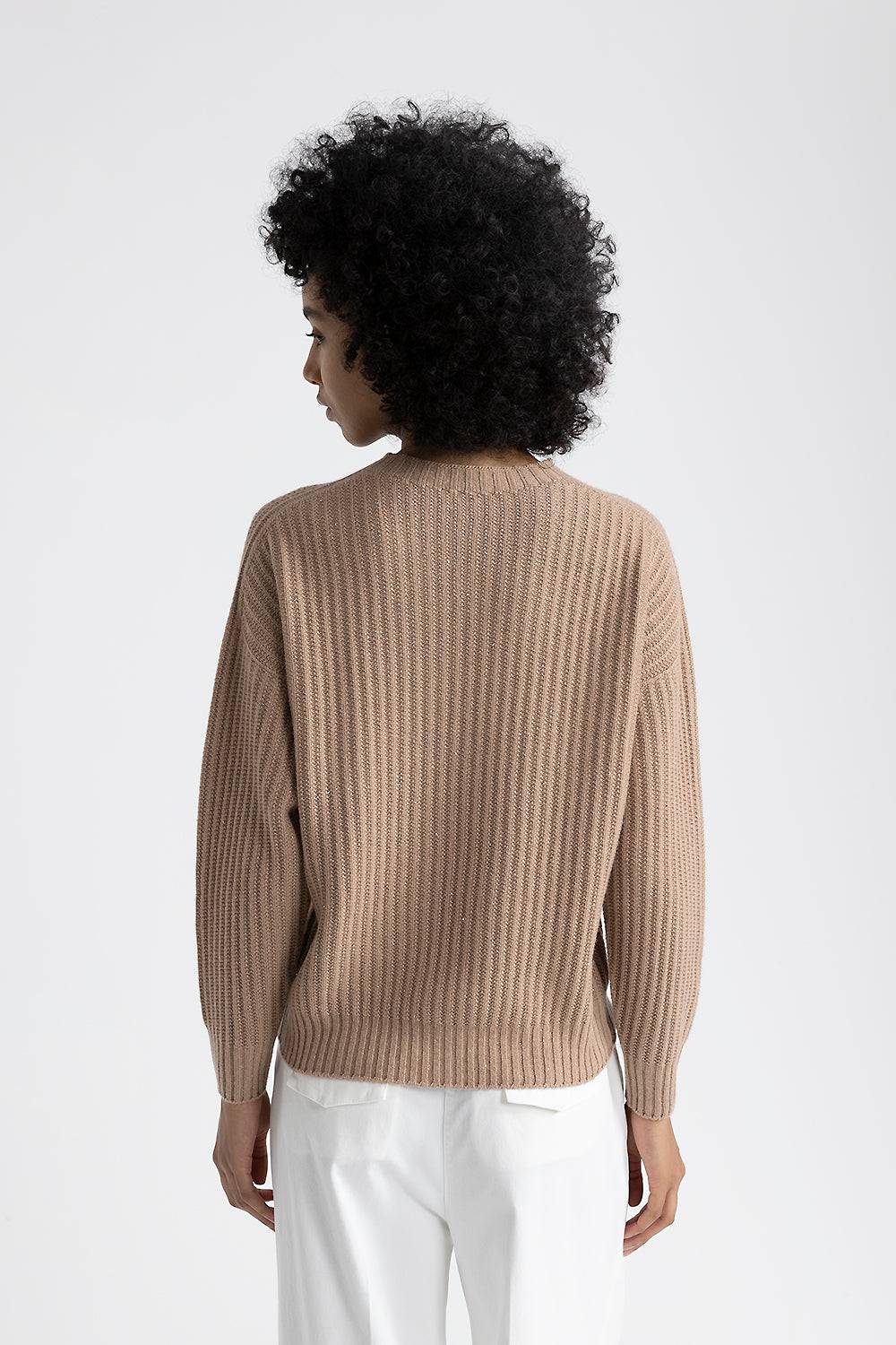 Peserico Maglia girocollo in lana, seta e cashmere con lurex Consegna Veloce