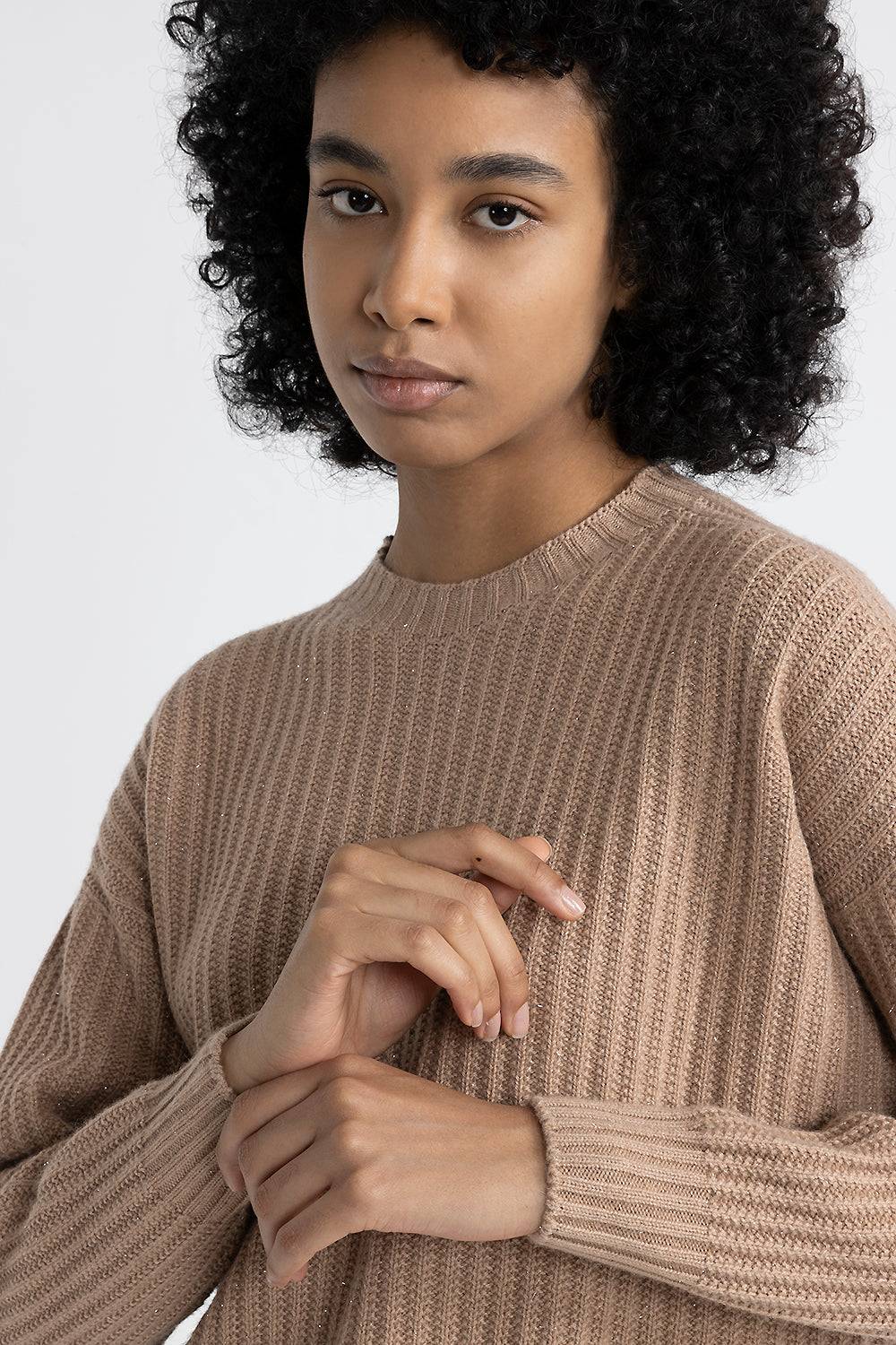 Peserico Maglia girocollo in lana, seta e cashmere con lurex Consegna Veloce
