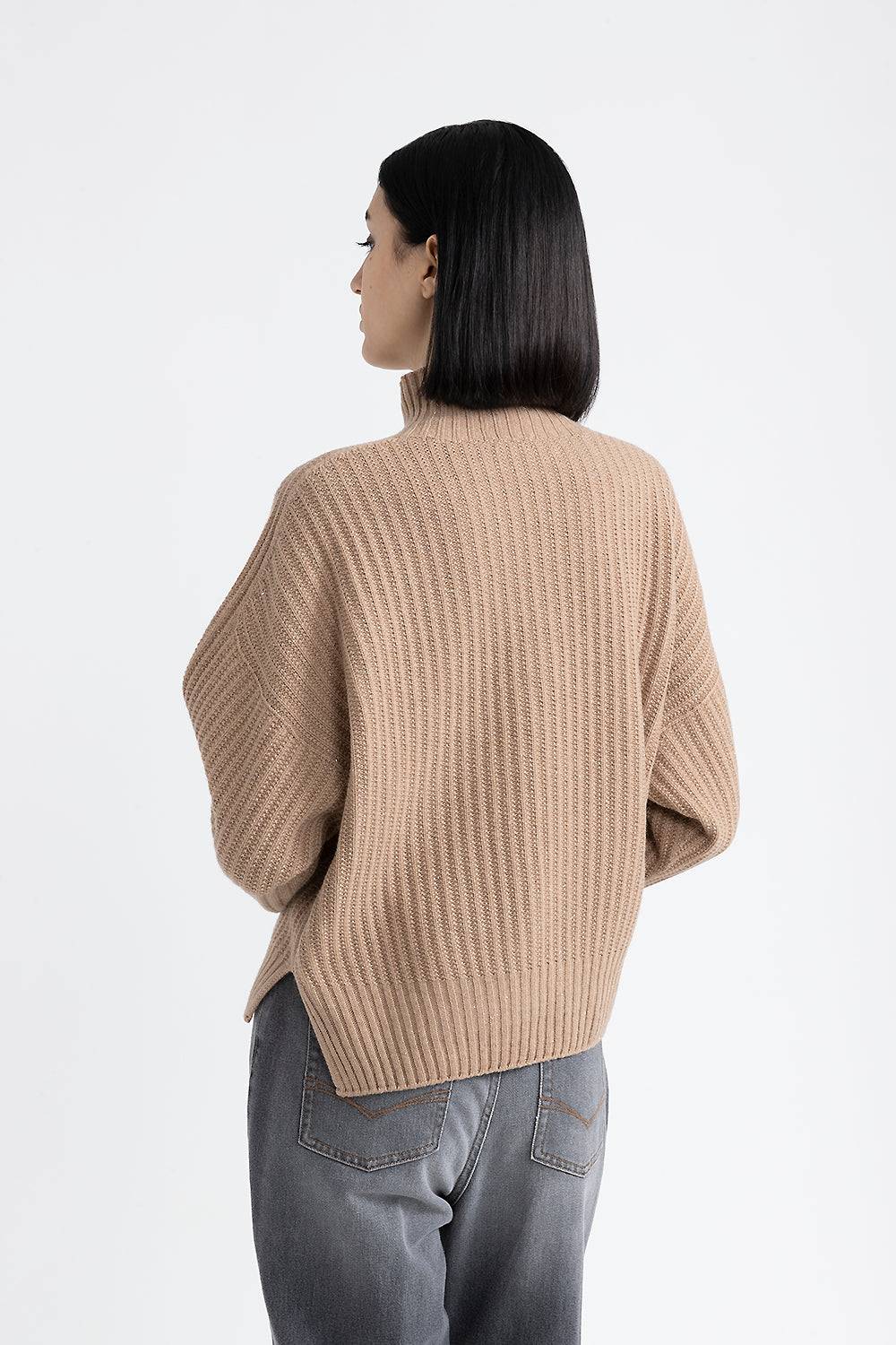Peserico Maglia con collo a lupetto in lana, seta e cashmere con lurex Promozione Limitata