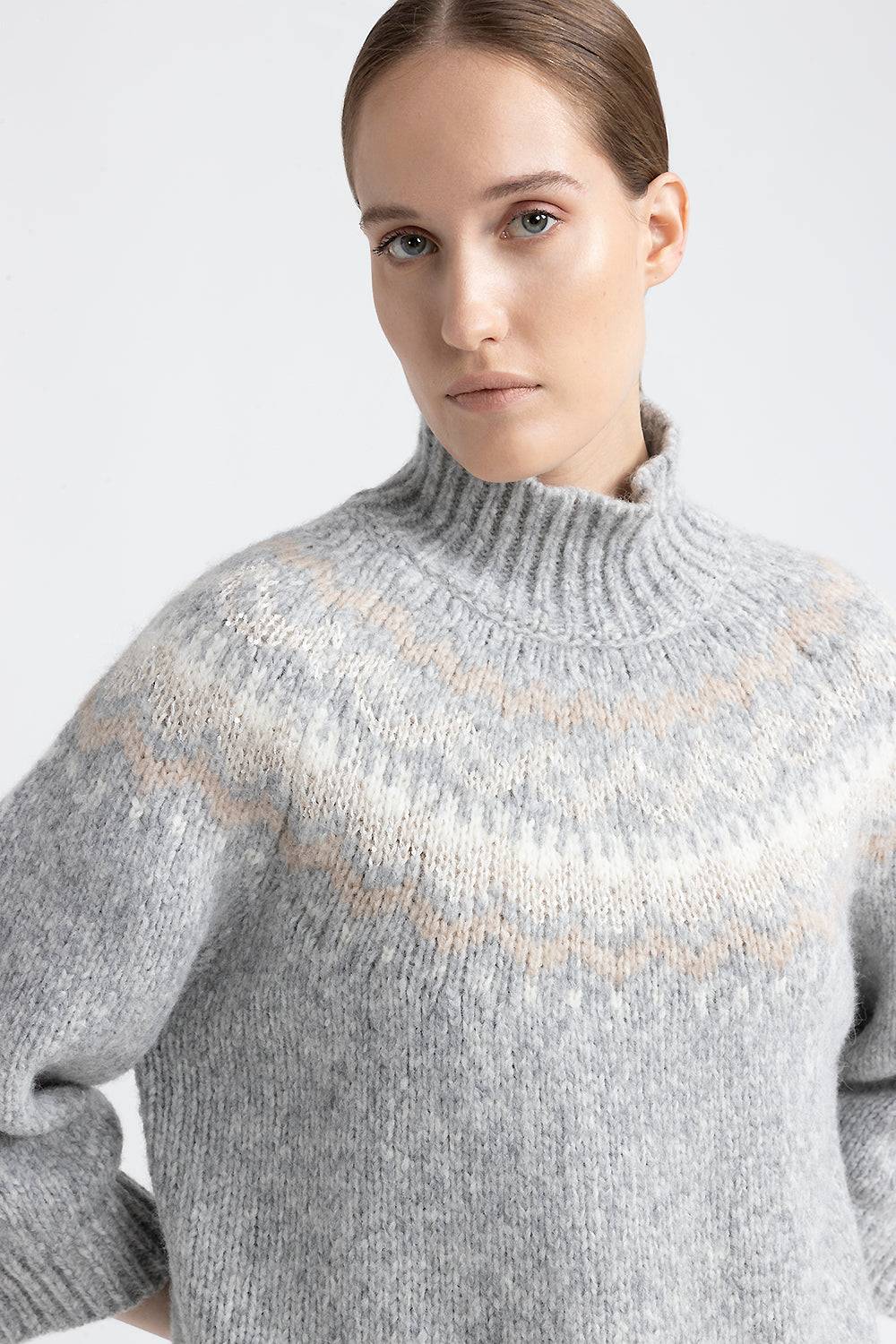 Peserico Maglia collo alto jacquard in alpaca, lana e micropaillettes Shopping Online
