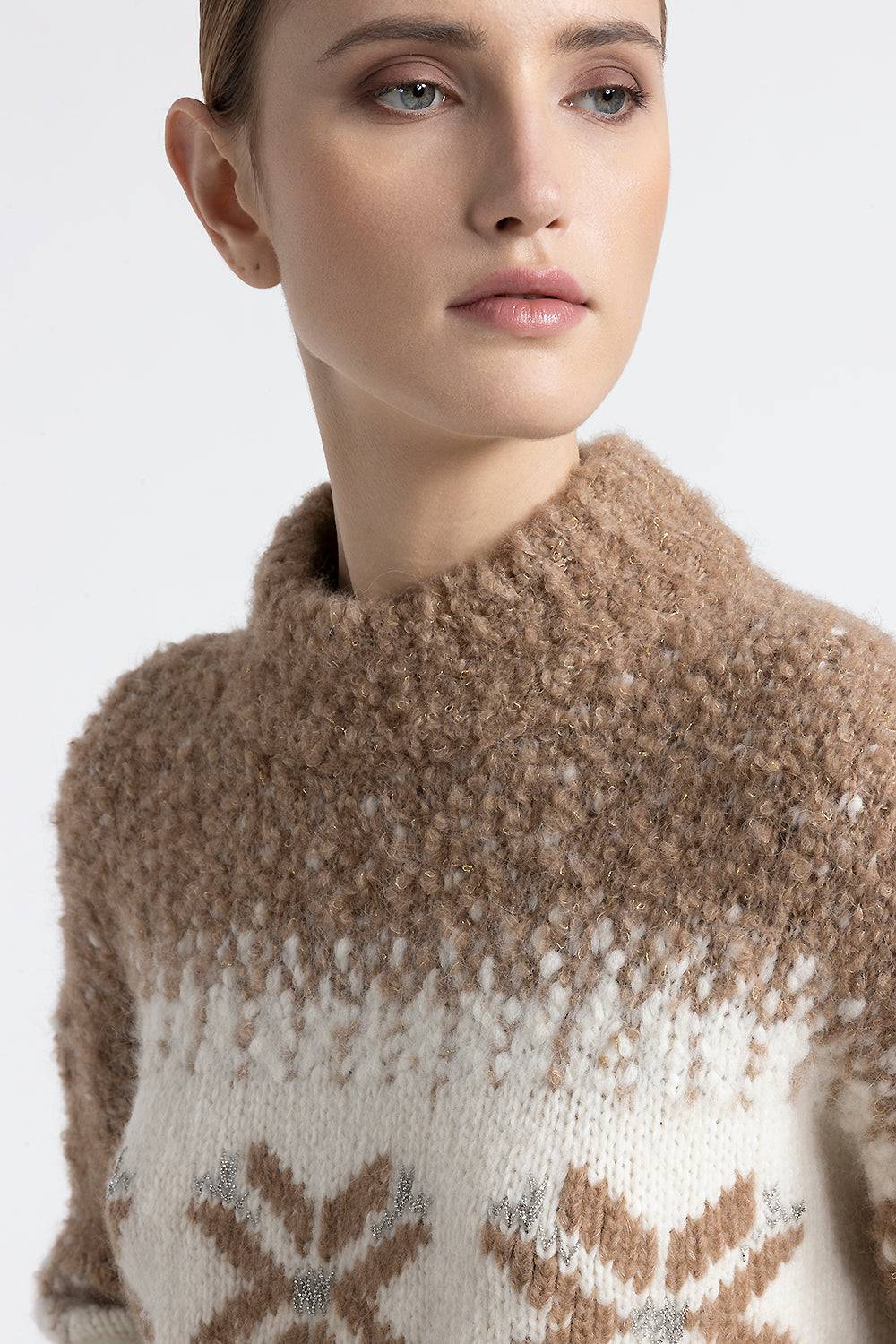 Peserico Maglia girocollo in alpaca, lana e paillettes Sottocosto