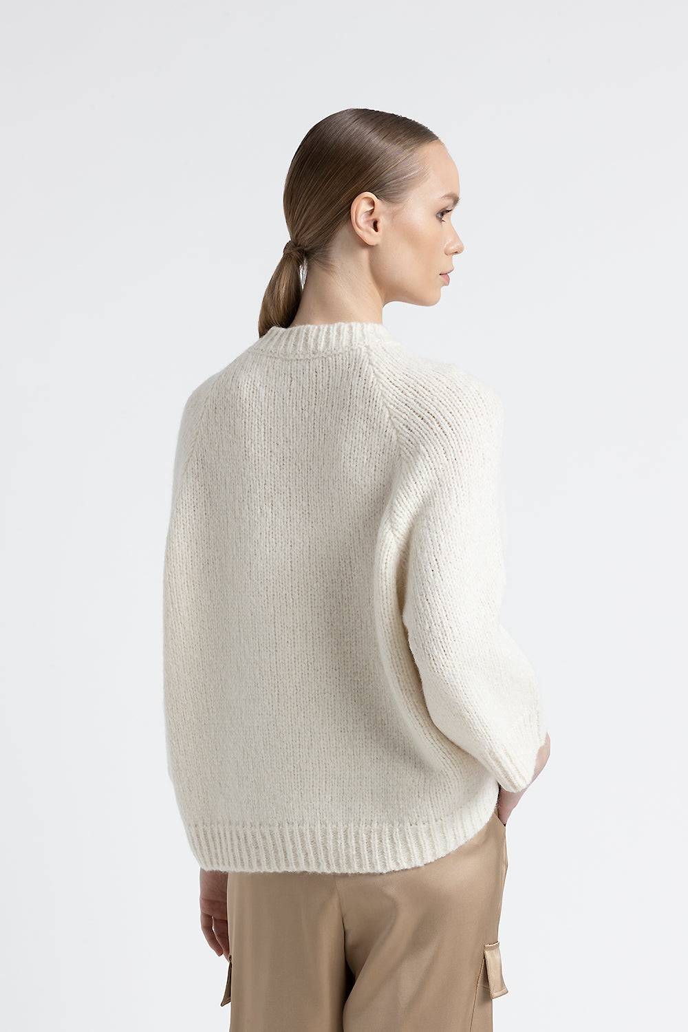 Peserico Maglia crop con ricamo in alpaca e lana Convenienza