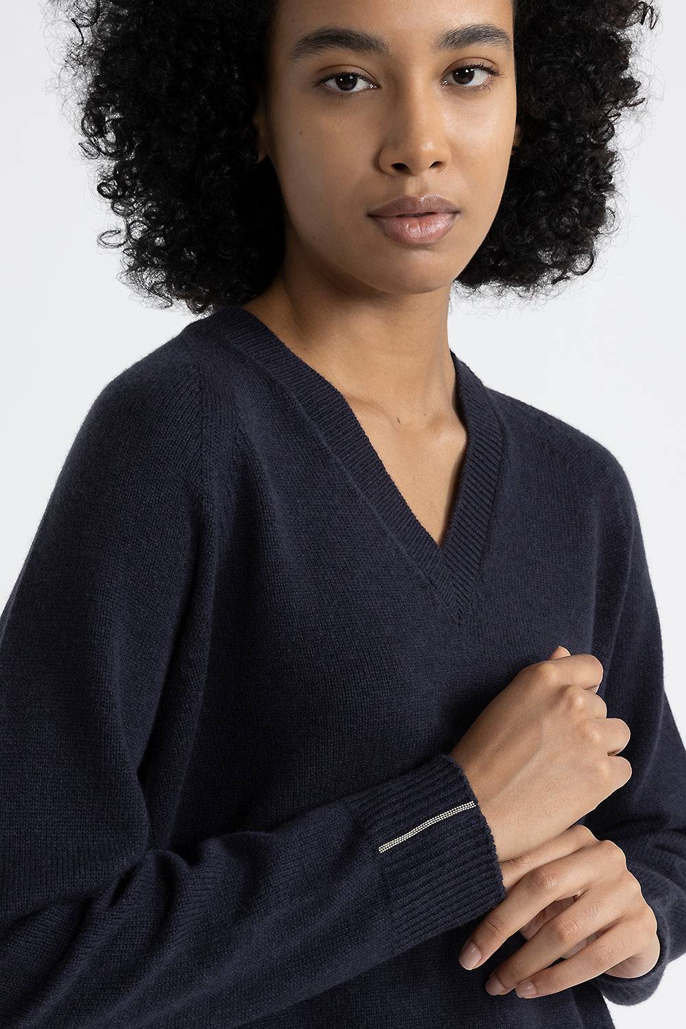 Peserico Maglia con scollo a V in lana, seta e cashmere Presa