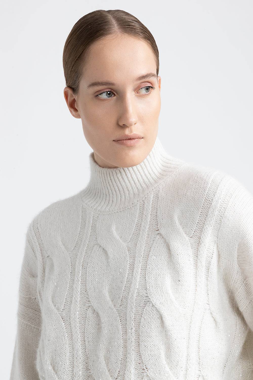 Peserico Maglia a coste e trecce in lana, seta, cashmere Sconto