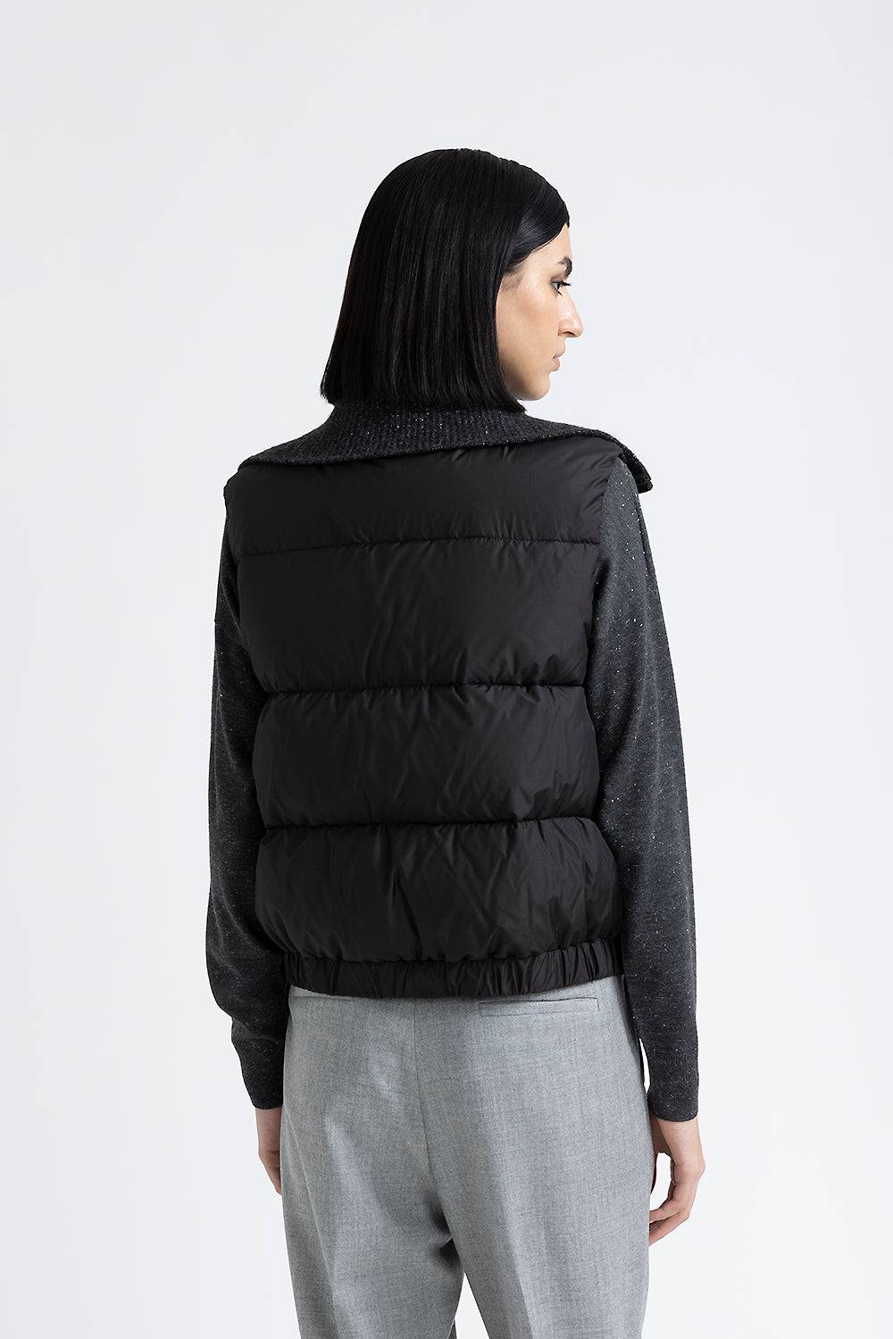 Peserico Piumino d'oca senza maniche con collo in tricot Online
