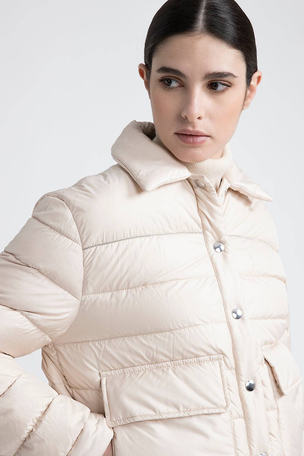 Peserico Giacca camicia in piuma d'oca con bottoni In Vendita