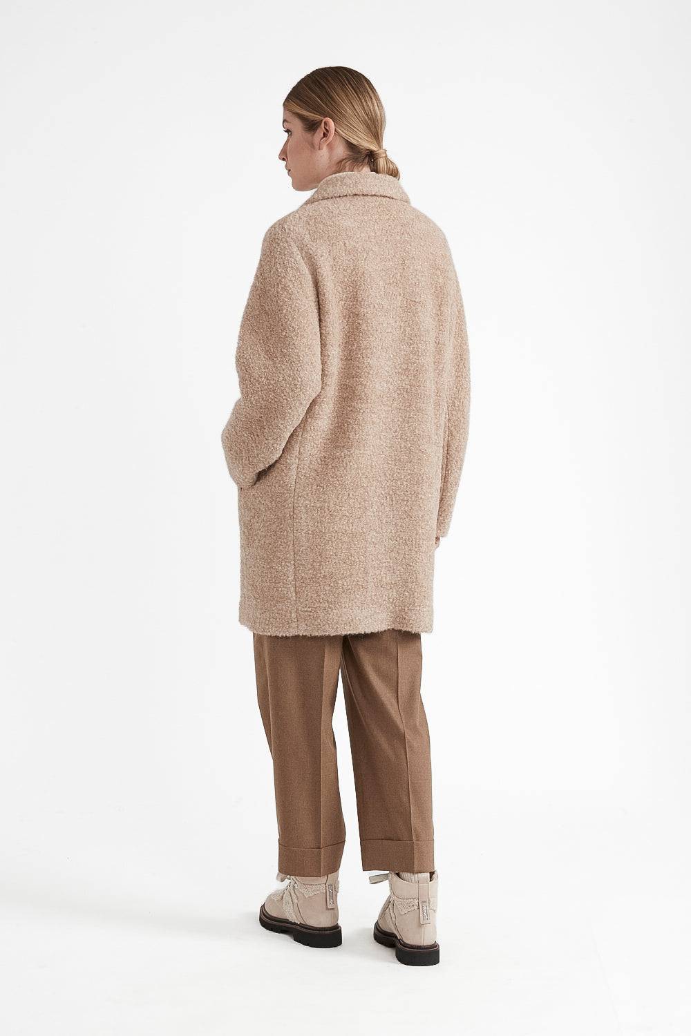 Peserico Cappotto in panno bouclè di lana e alpaca Saldi Di Fabbrica