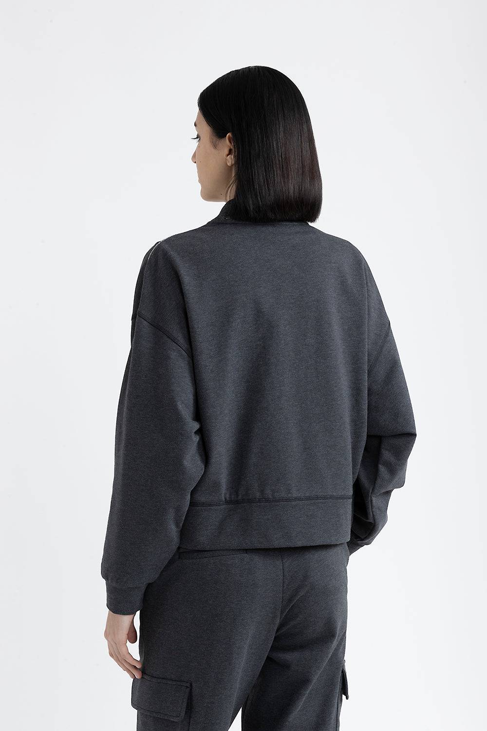 Peserico Felpa di cotone stretch smerigliata con Punto Luce Italy