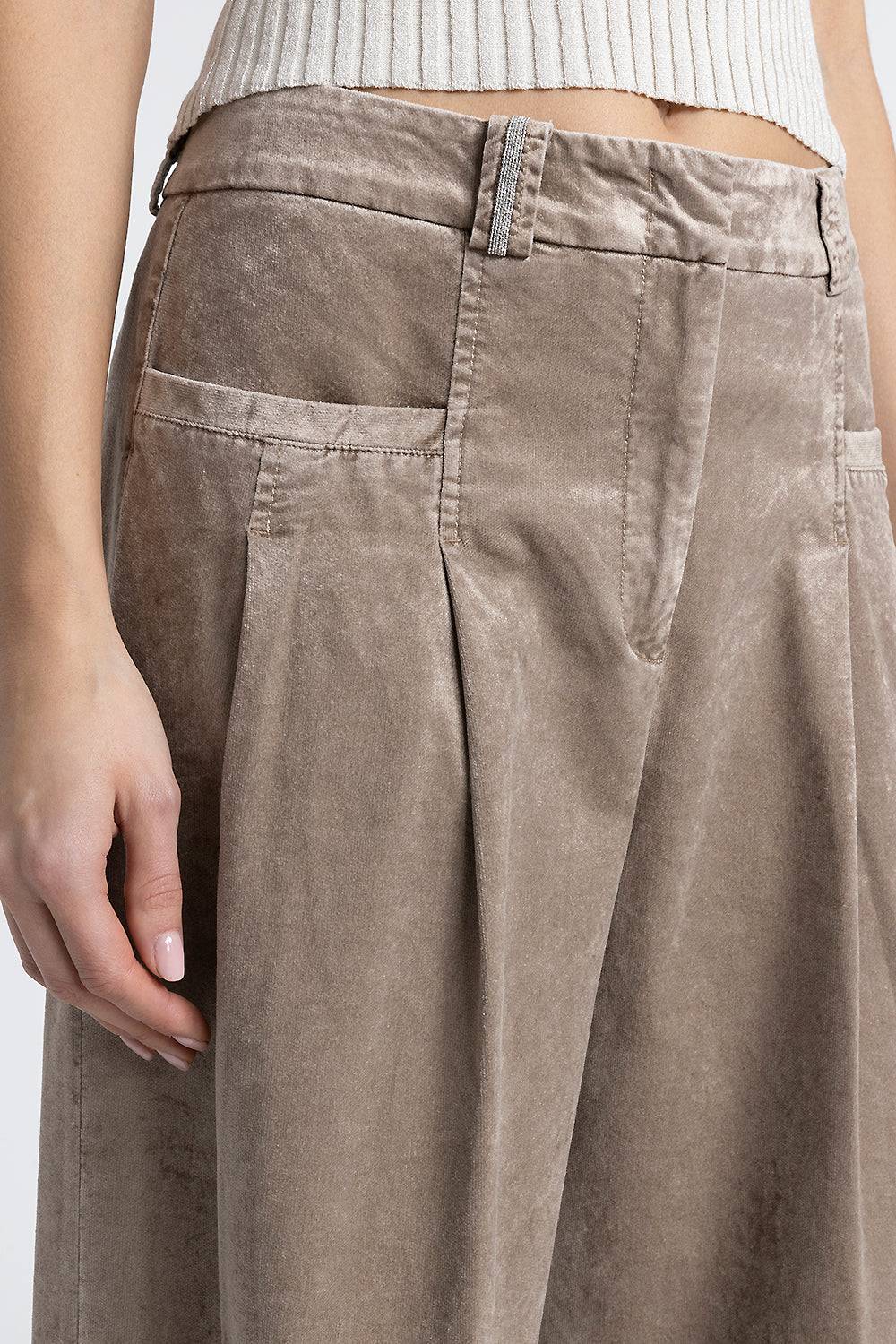 Peserico Pantalone palazzo con pince in velluto a coste Pezzi Unici