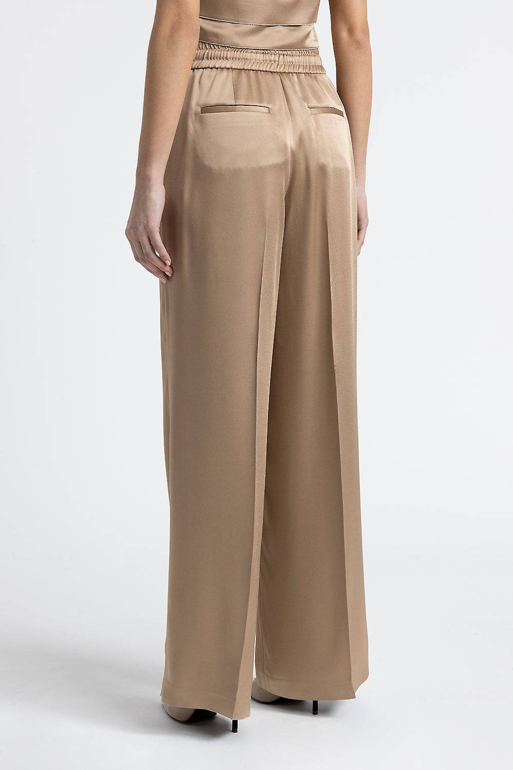 Peserico Pantalone palazzo satinato con Punto Luce Qualità Garantita