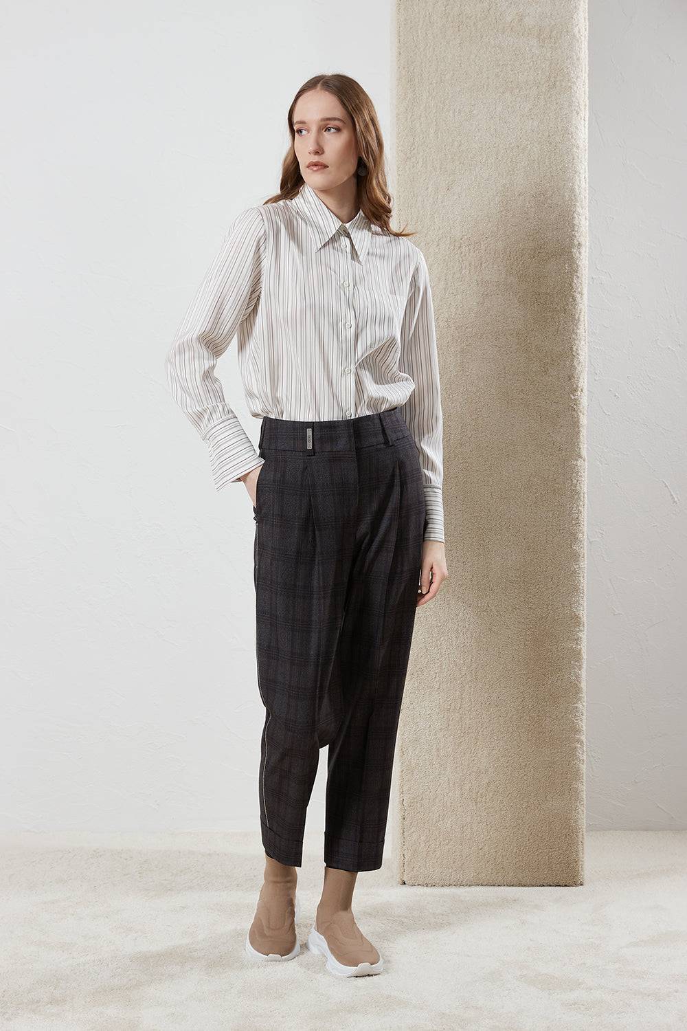 Peserico Pantalone a sigaretta in pura lana Sottocosto