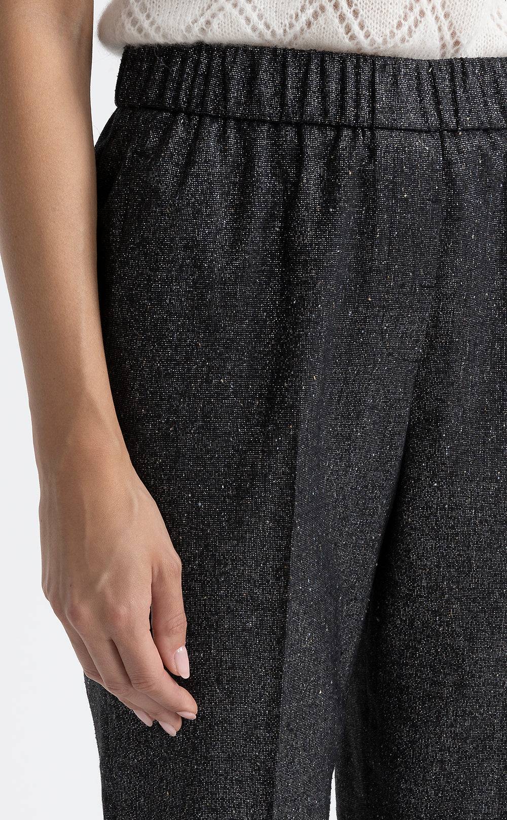 Peserico Pantalone carrot con elastico in tweed lurex Presa
