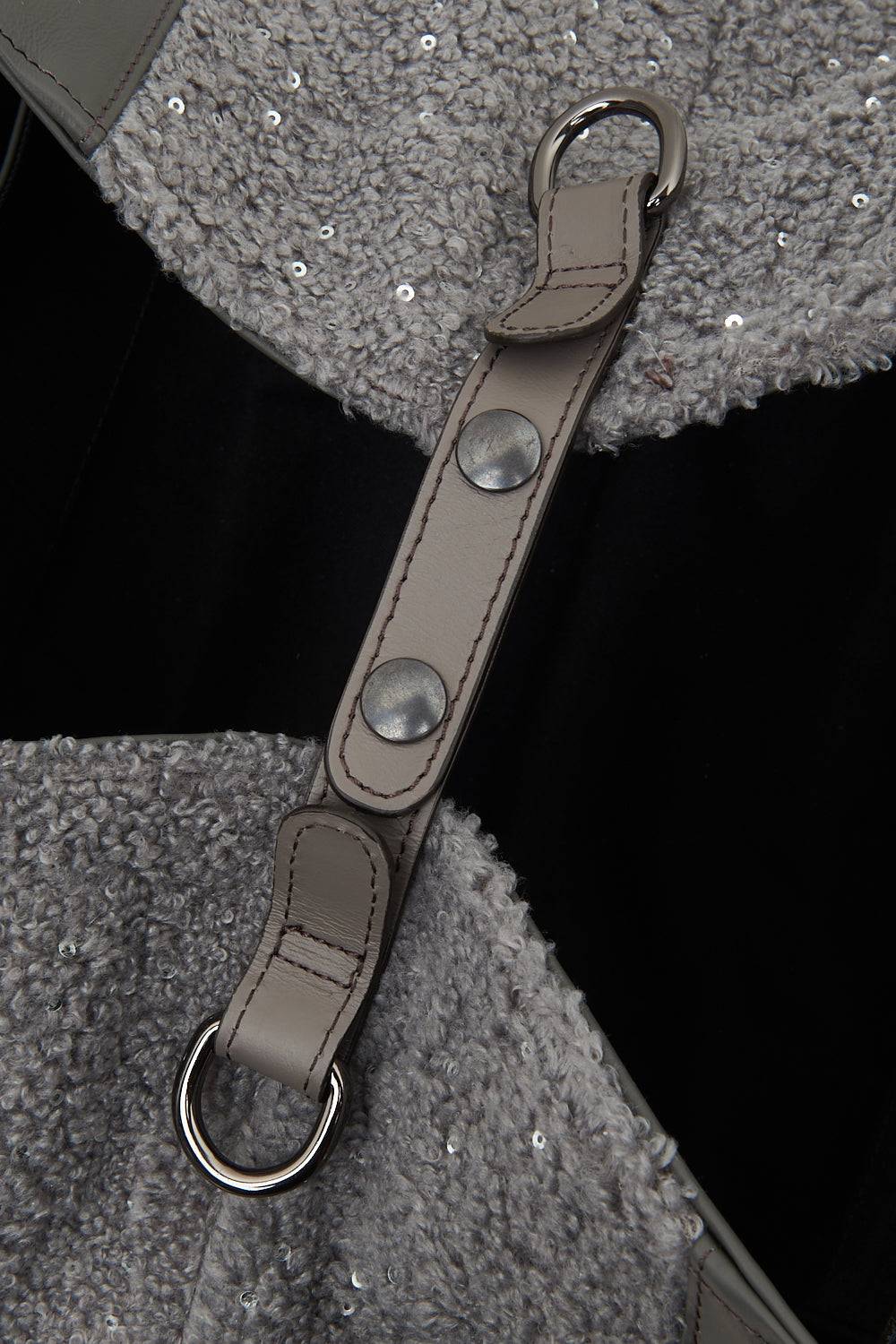 Peserico Borsa shopping in eco-pelliccia con paillettes e Punto Luce Vendite Flash