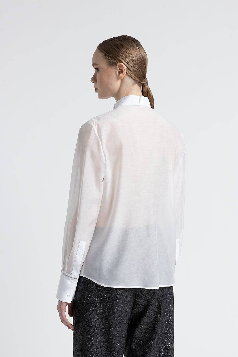 Peserico Camicia in cotone e seta con collo a smoking Nuova