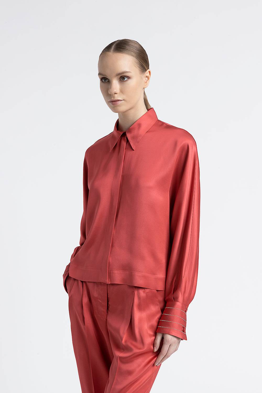 Peserico Camicia in raso di viscosa over e crop Moda