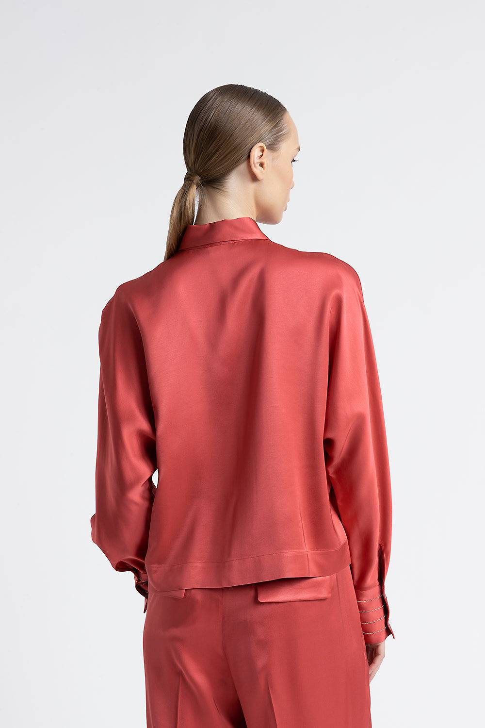 Peserico Camicia in raso di viscosa over e crop Moda