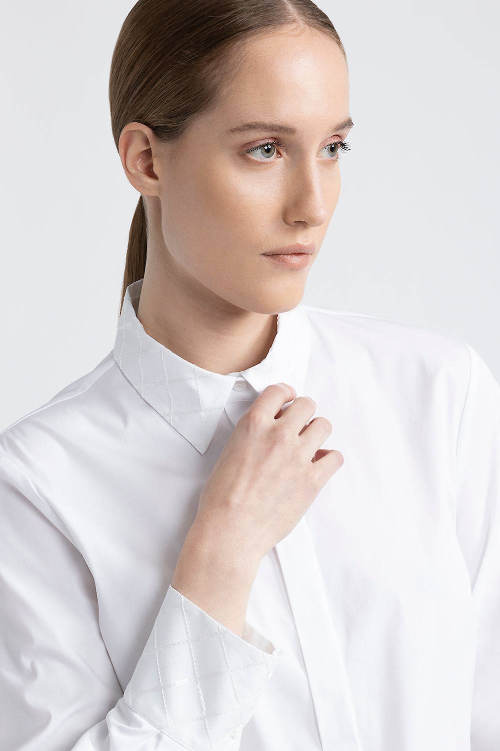 Peserico Camicia in popeline di cotone con paillettes Italy