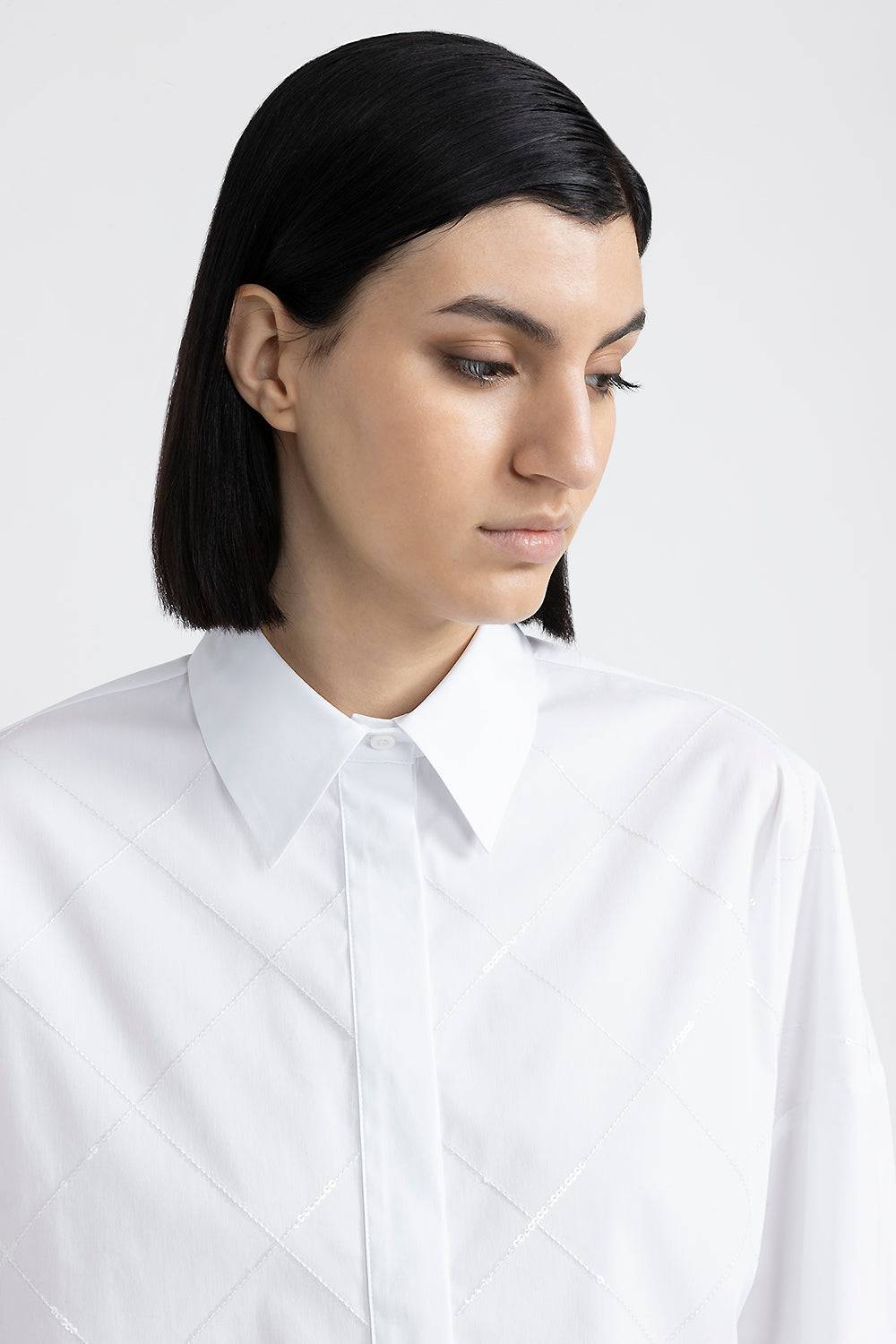 Peserico Camicia crop con paillettes Nuovo