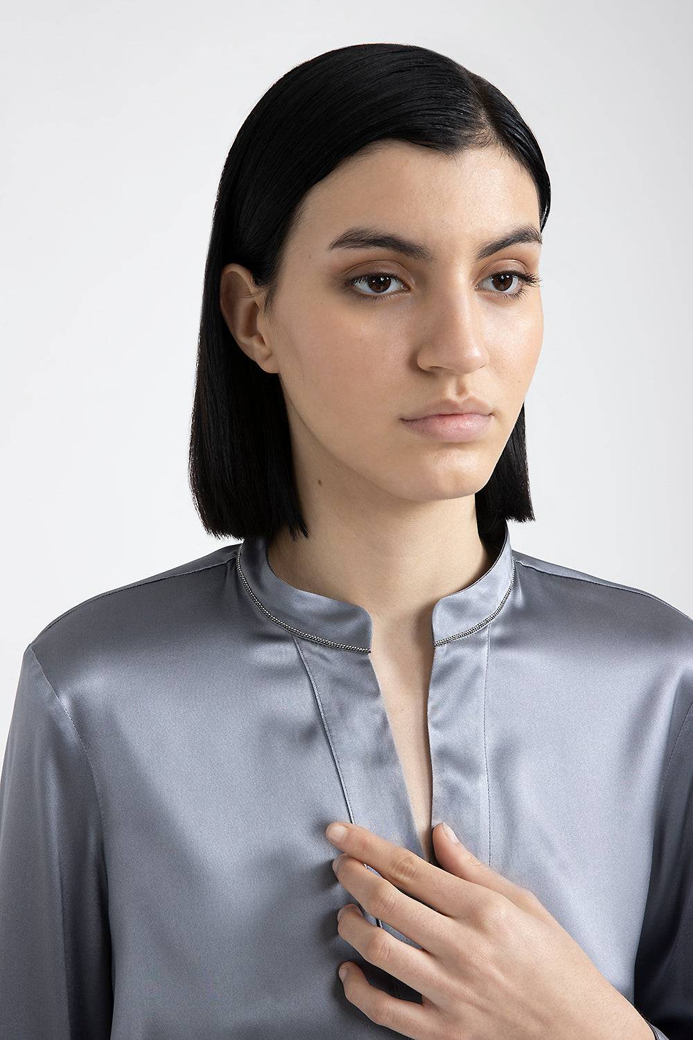 Peserico Camicia in raso di seta lucido Qualità