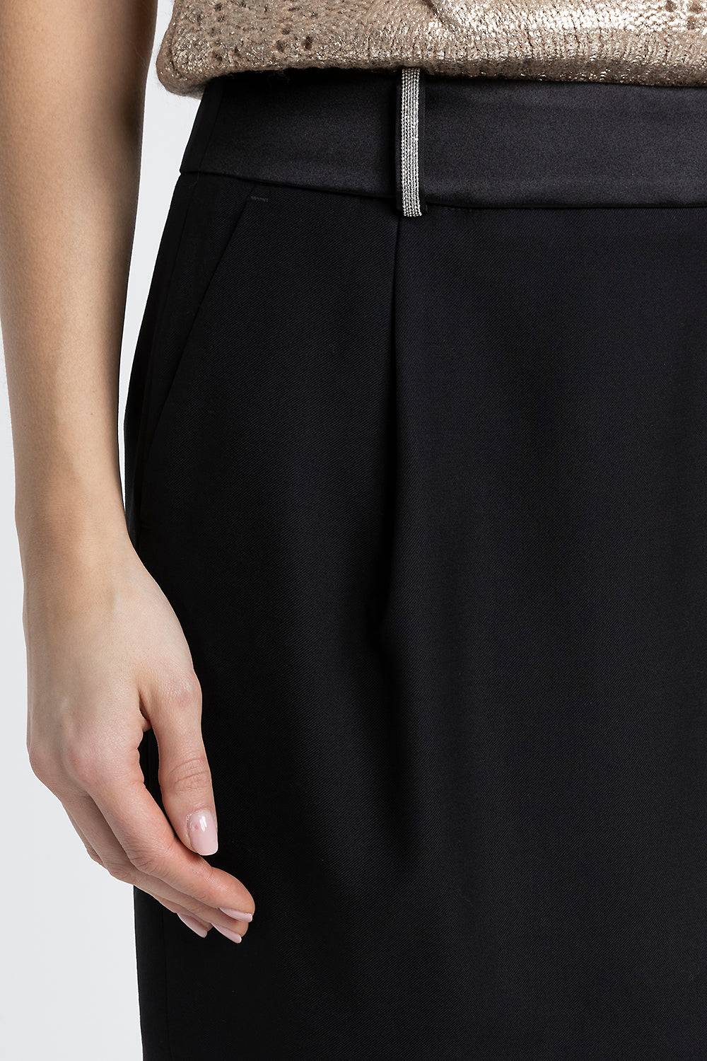 Peserico Minigonna in twill di pura lana e raso Shopping Online