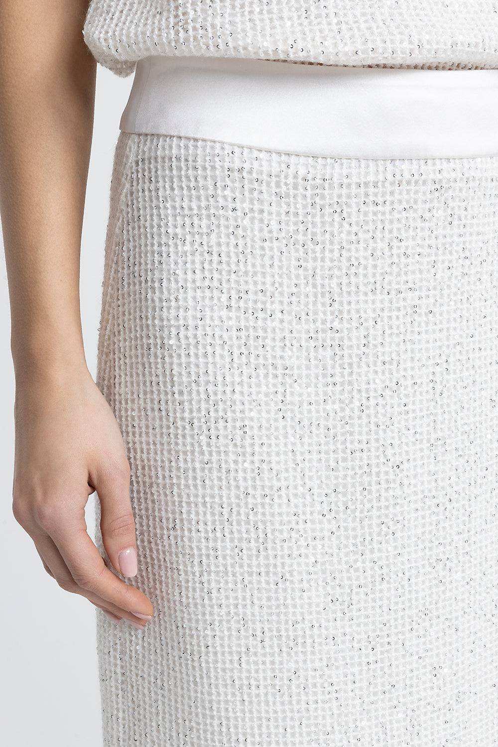Peserico Gonna lunga in rete di lana, mohair e seta con paillettes Presa